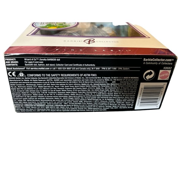 Barbie Pink Label Wizard of Oz Dorothy (and Toto) Collector Doll 2006 #K8682 New - Picture 3 of 4